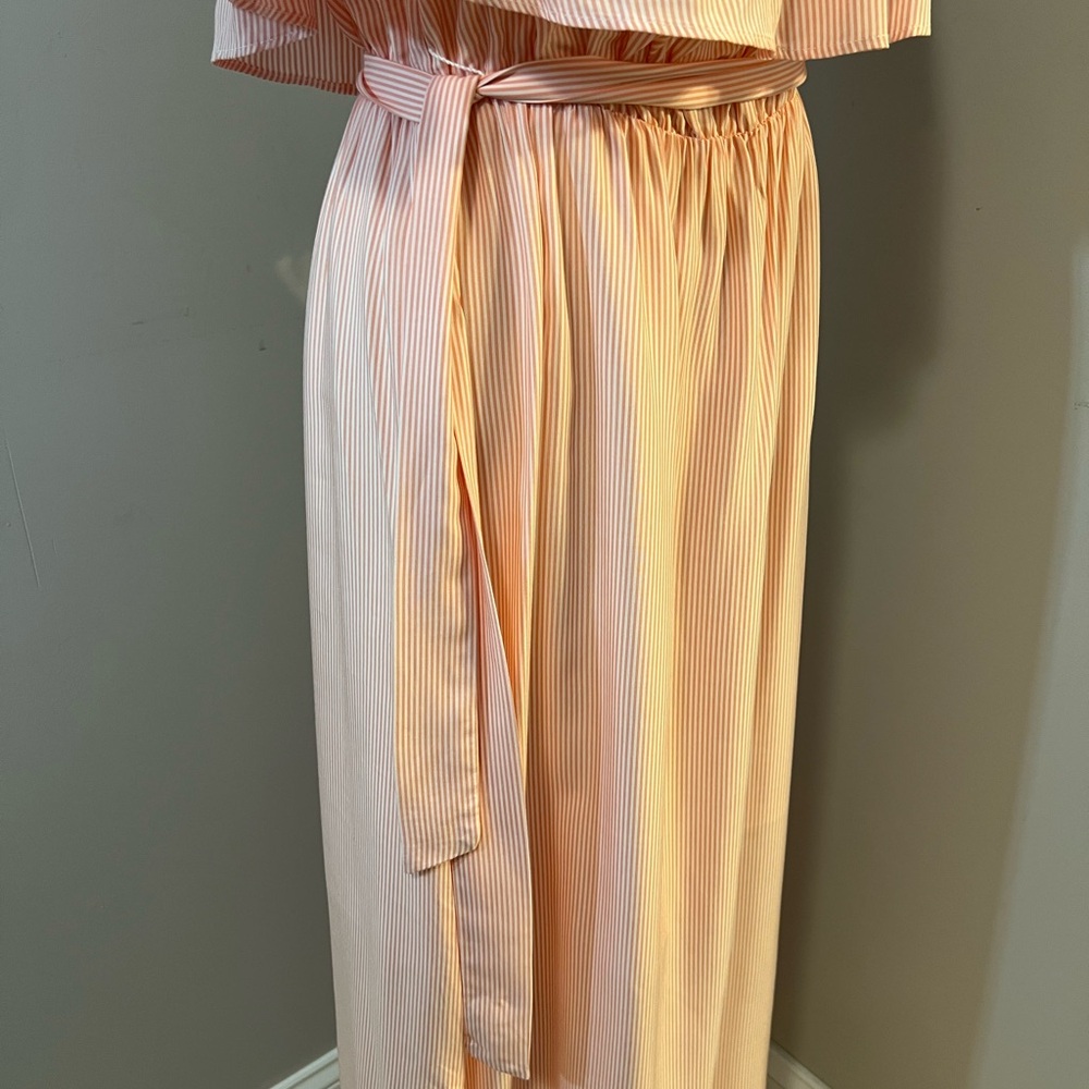 Sears Orange Ruffled Ruched Off-Shoulder Maxi Dress - Picture 3 of 14